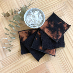 Reusable makeup remover pads, black and brown tie dye, square shape, cotton material