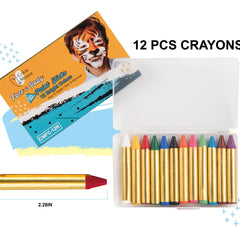 Face paint sticks set with various color crayons in gold tubes, ColorMaster brand visible, for face painting