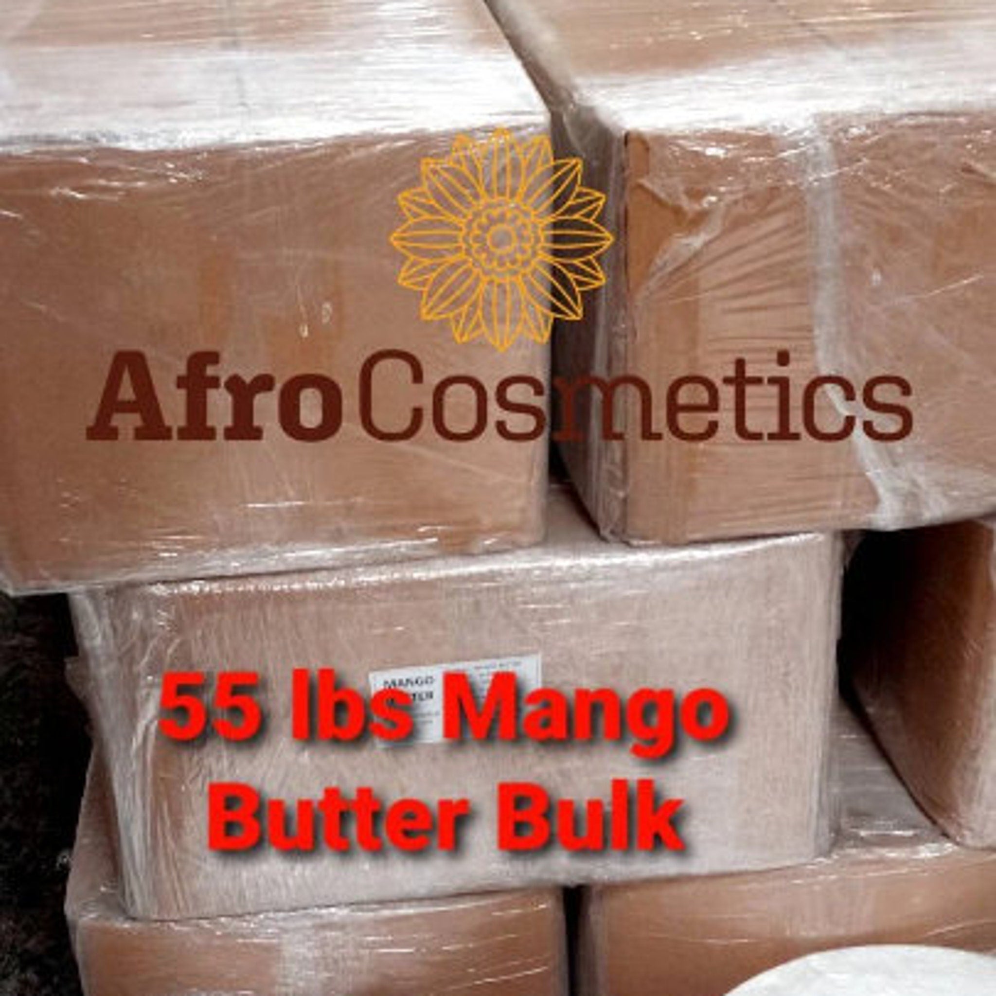 Golden unrefined mango butter in a sleek glass jar with minimalist black label, showcasing rich creamy texture