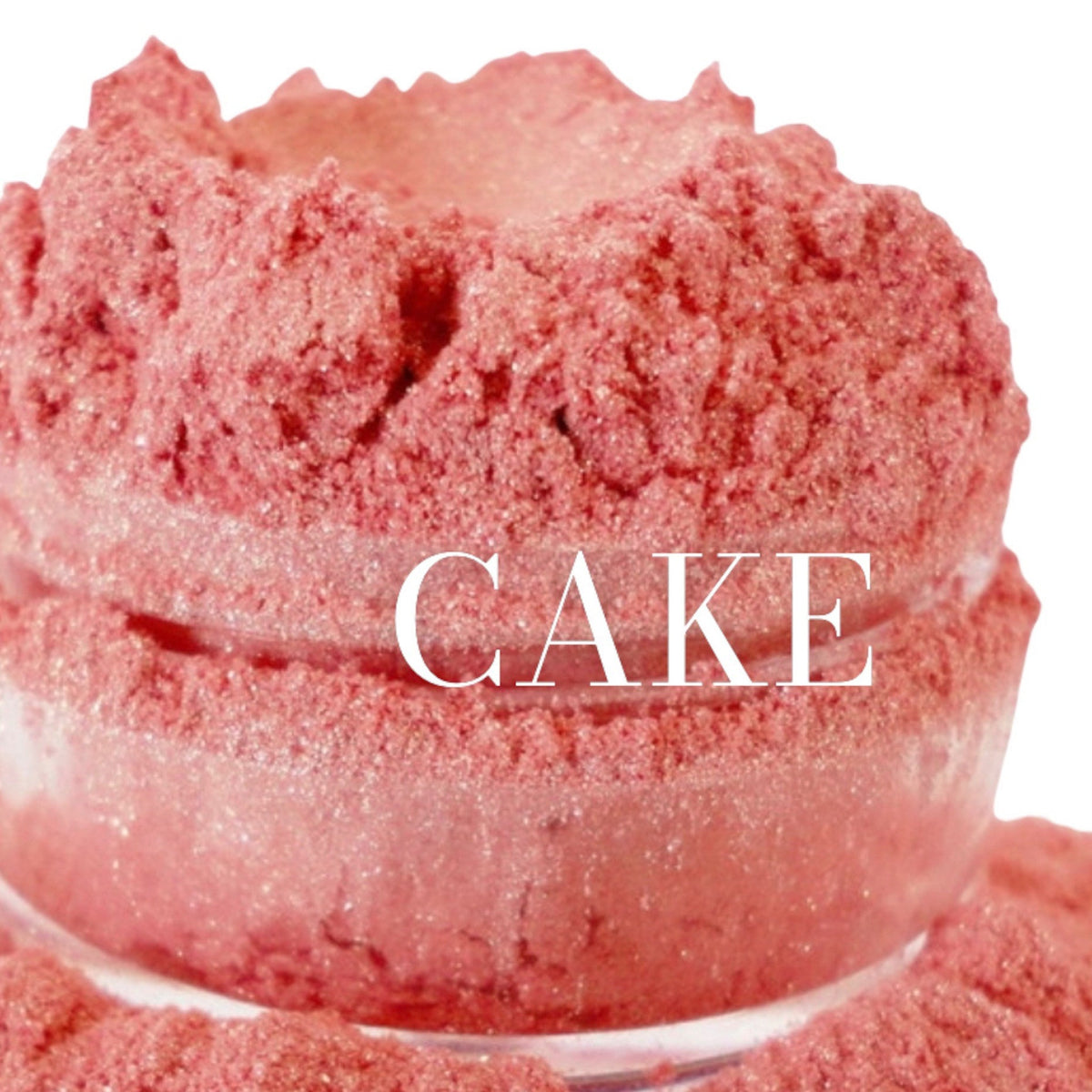 Pink coral shimmer eye shadow in a 10g sifter jar with natural glitter and highlighter effect
