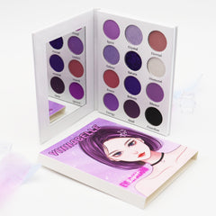 Side view of Kawaii Gothic purple eyeshadow palette showing compact size and Saturn-inspired celestial design