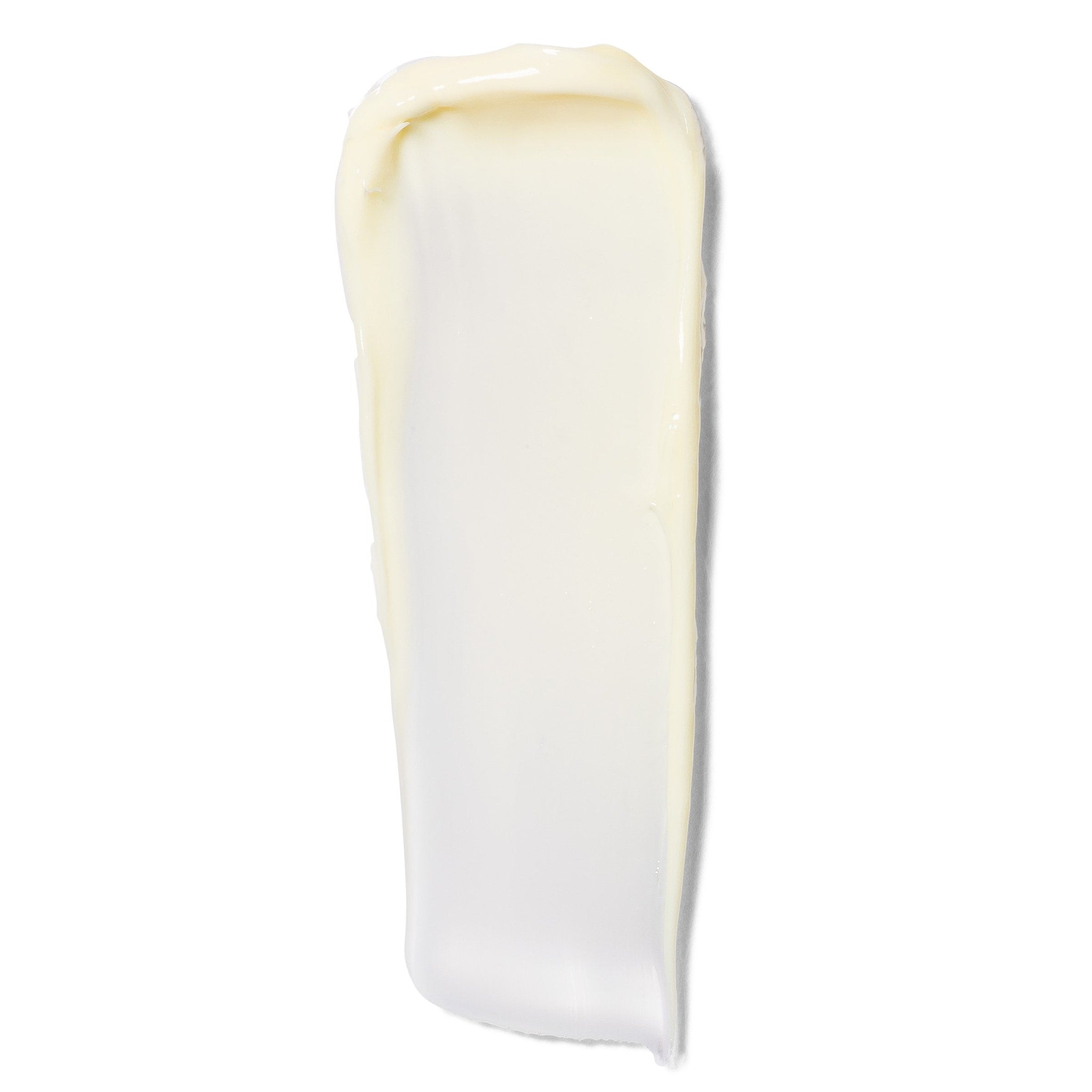 Cream swatch with light yellow and white color, smooth texture, and a vertical shape
