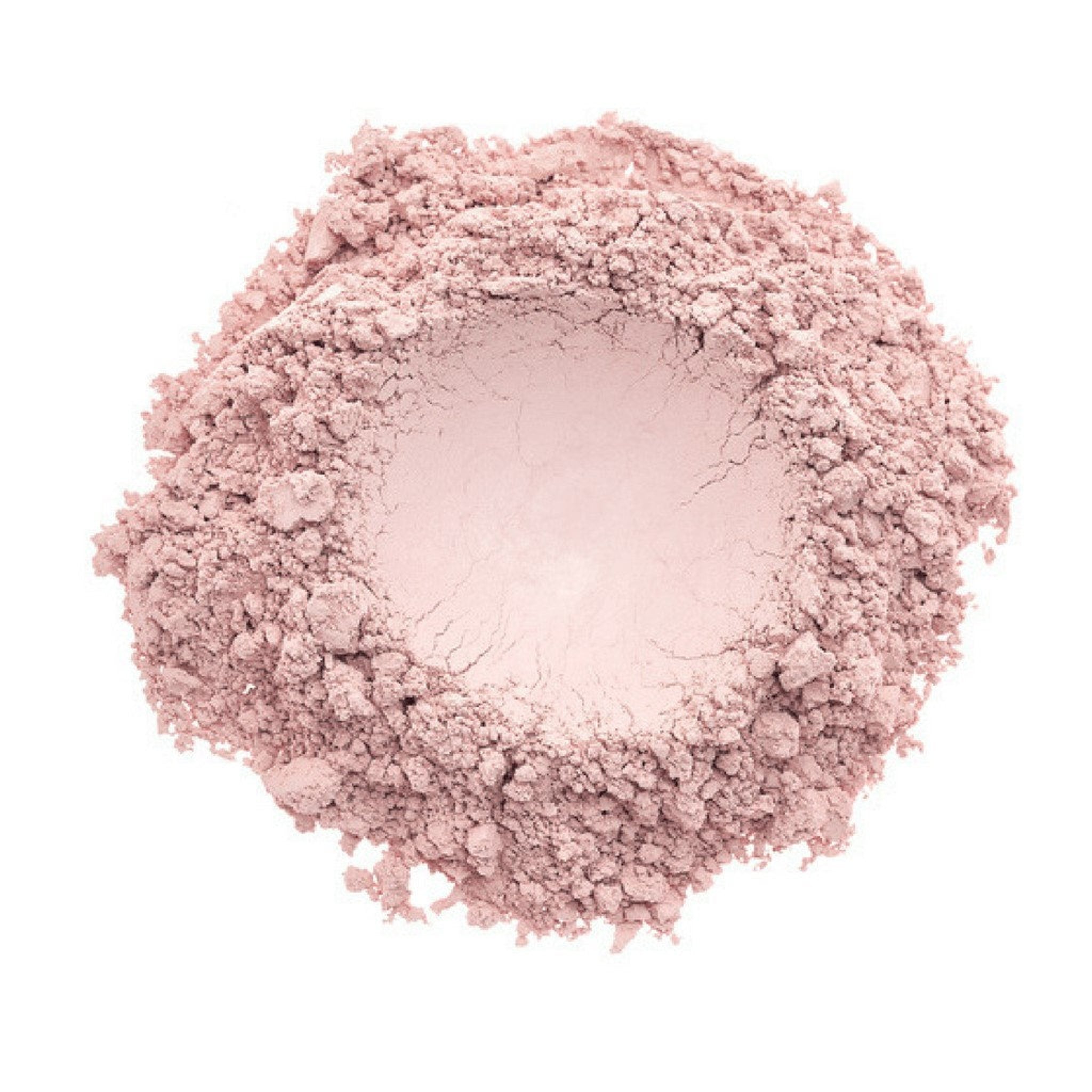 Powder makeup, light pink, finely milled, textured surface, isolated on white background