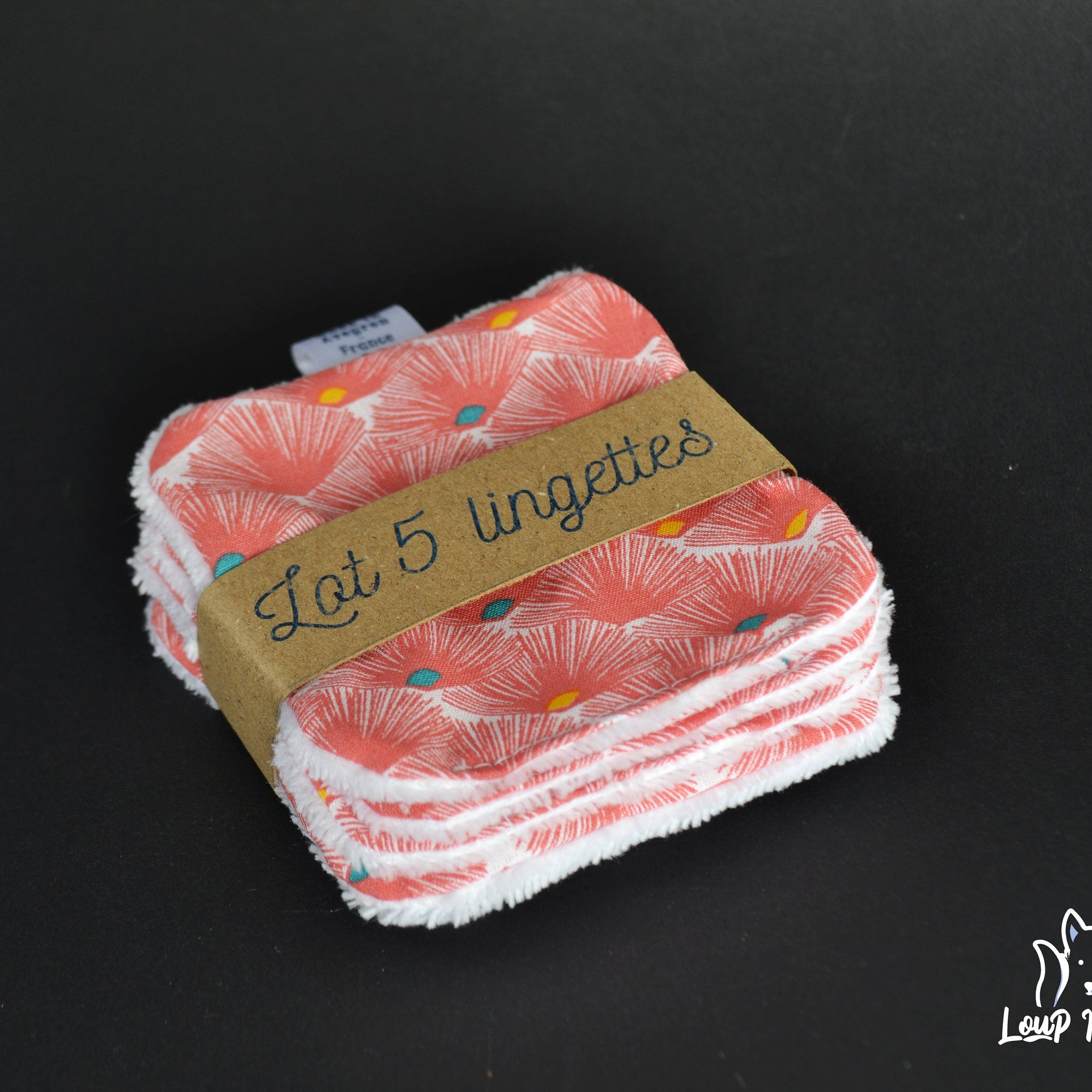 Makeup remover wipes pink floral pattern with white trim, LoupIndigo brand