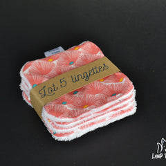 Makeup remover wipes pink floral pattern with white trim, LoupIndigo brand