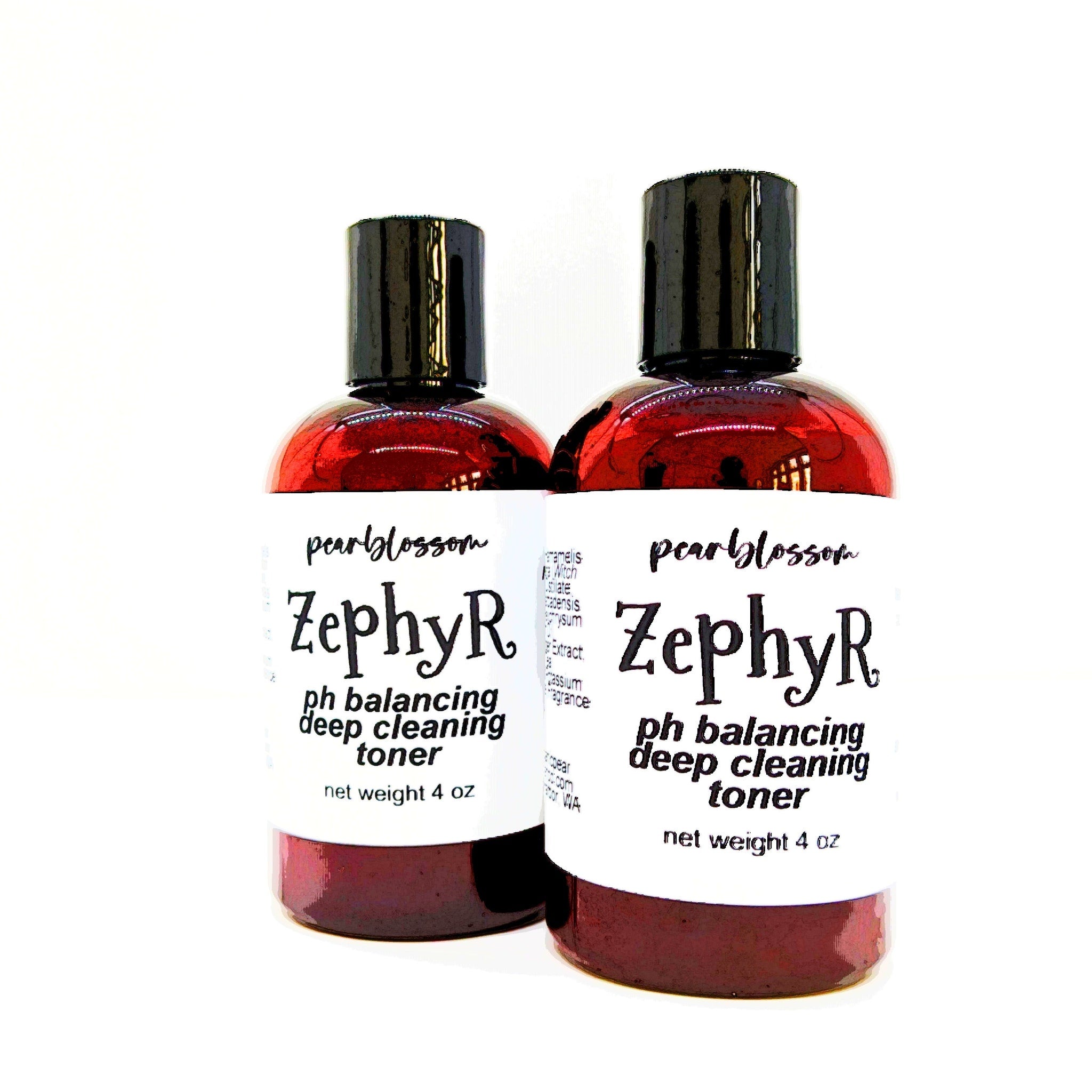 Toner bottles with red liquid, black cap, and white label with Zephyr text