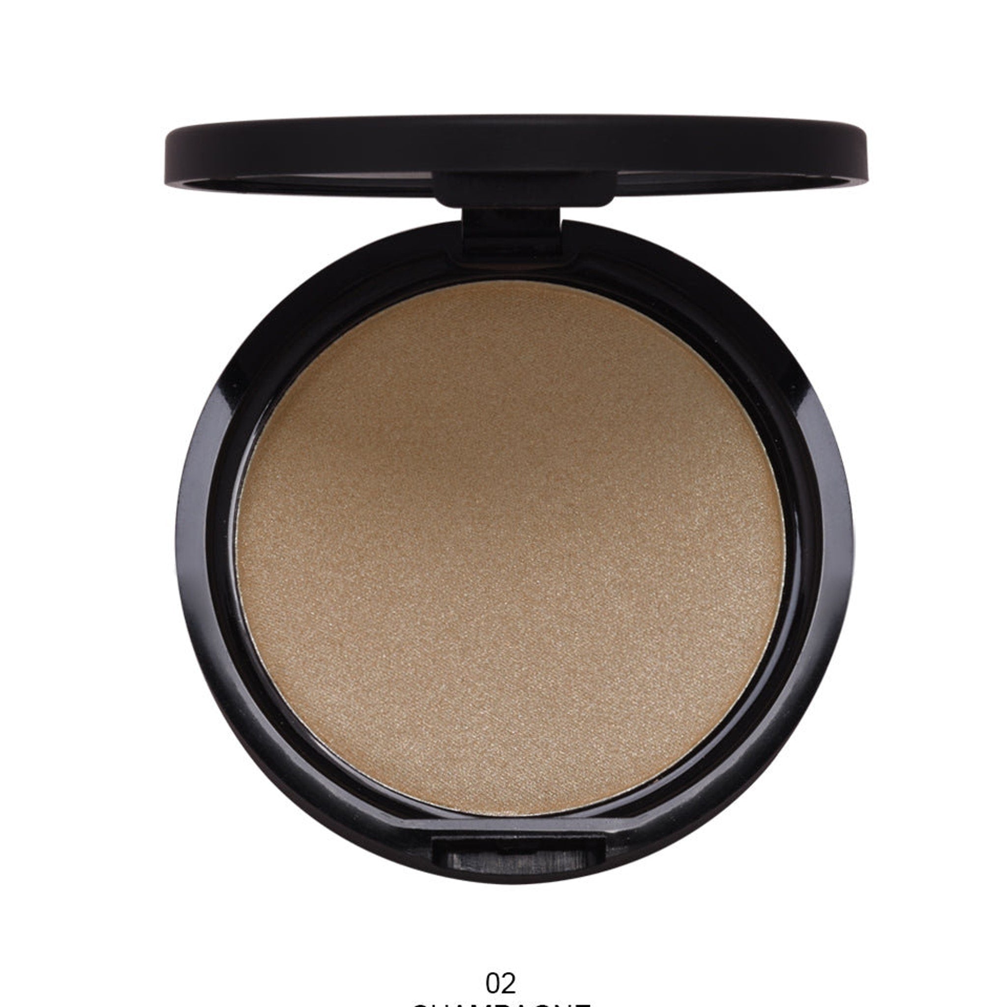 Close-up of a makeup brush applying shimmery highlighter powder to eyelid for a glowing eye look