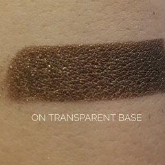 Close-up of rich espresso brown pressed powder eyeshadow with smooth matte finish in compact case