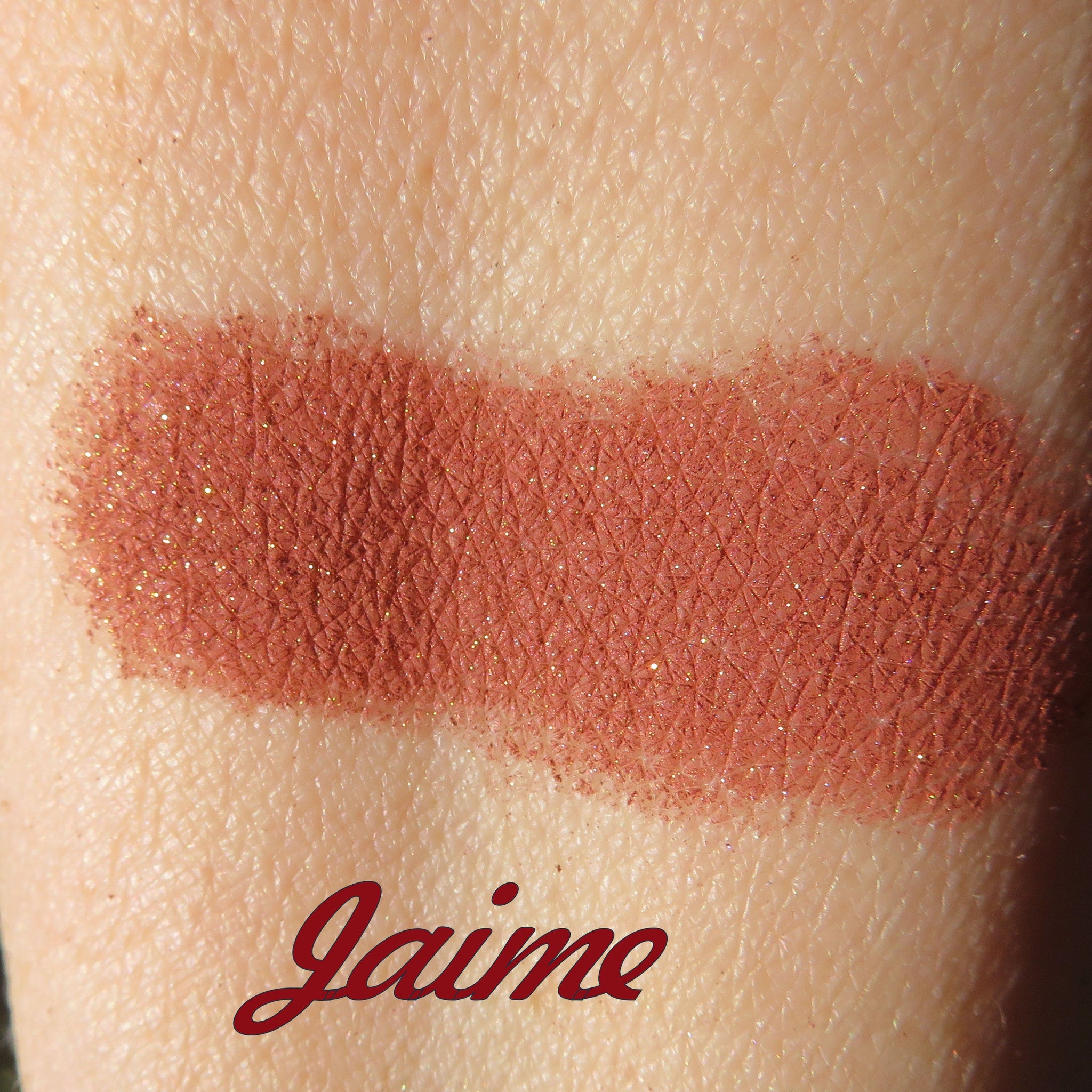 Brick red orange shimmer loose mineral eyeshadow with eco-friendly packaging, vegan and cruelty-free