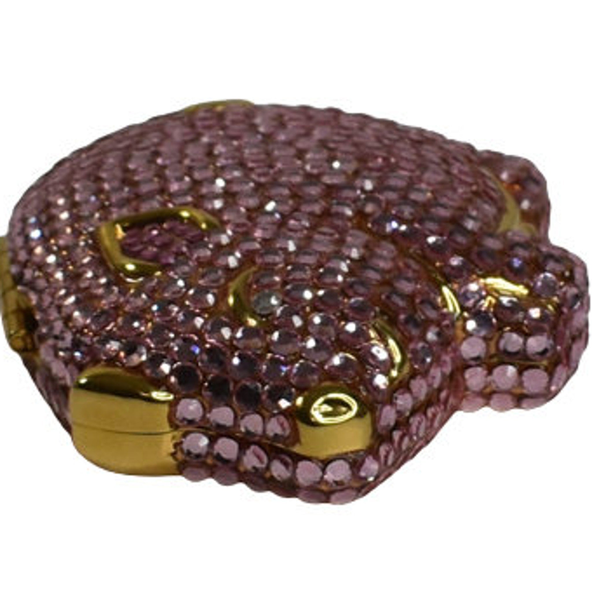 Jeweled frog figurine with purple gemstones and gold accents, decorative style