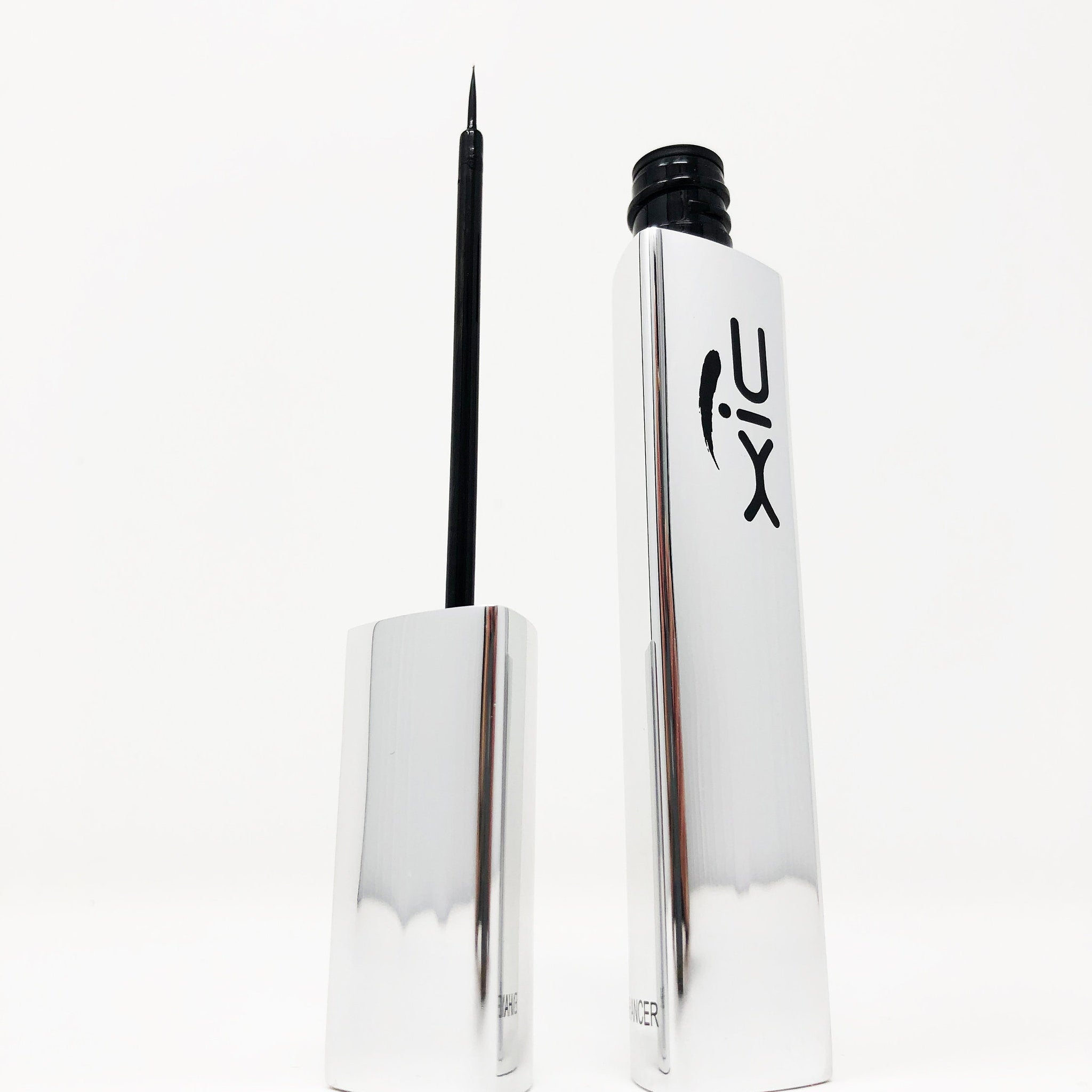 Eyeliner liquid with black applicator and silver metallic bottle, NYX logo visible