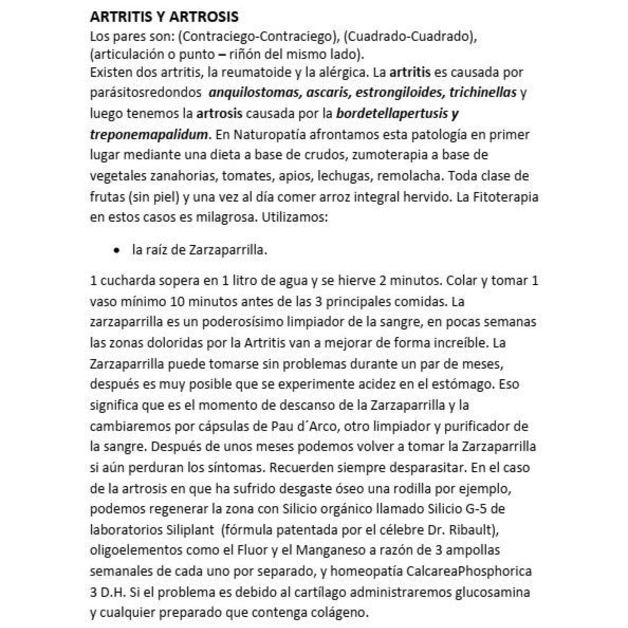 Text document with black text on white background, describing arthritis and treatments