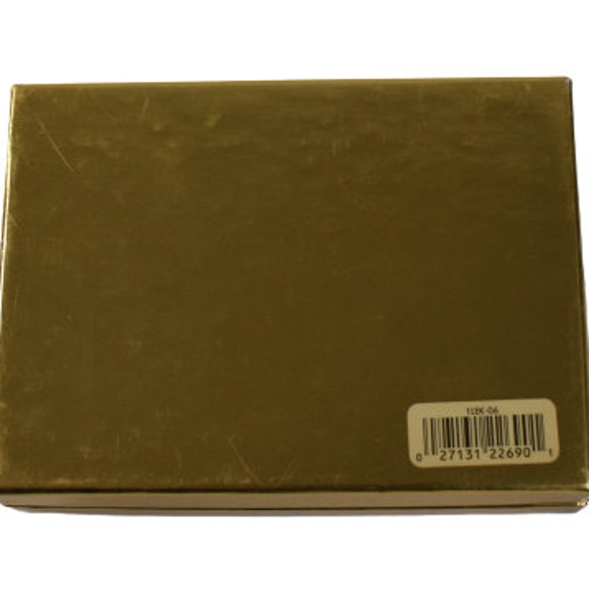 Box in gold color with barcode label on the bottom, rectangular shape with a matte finish.