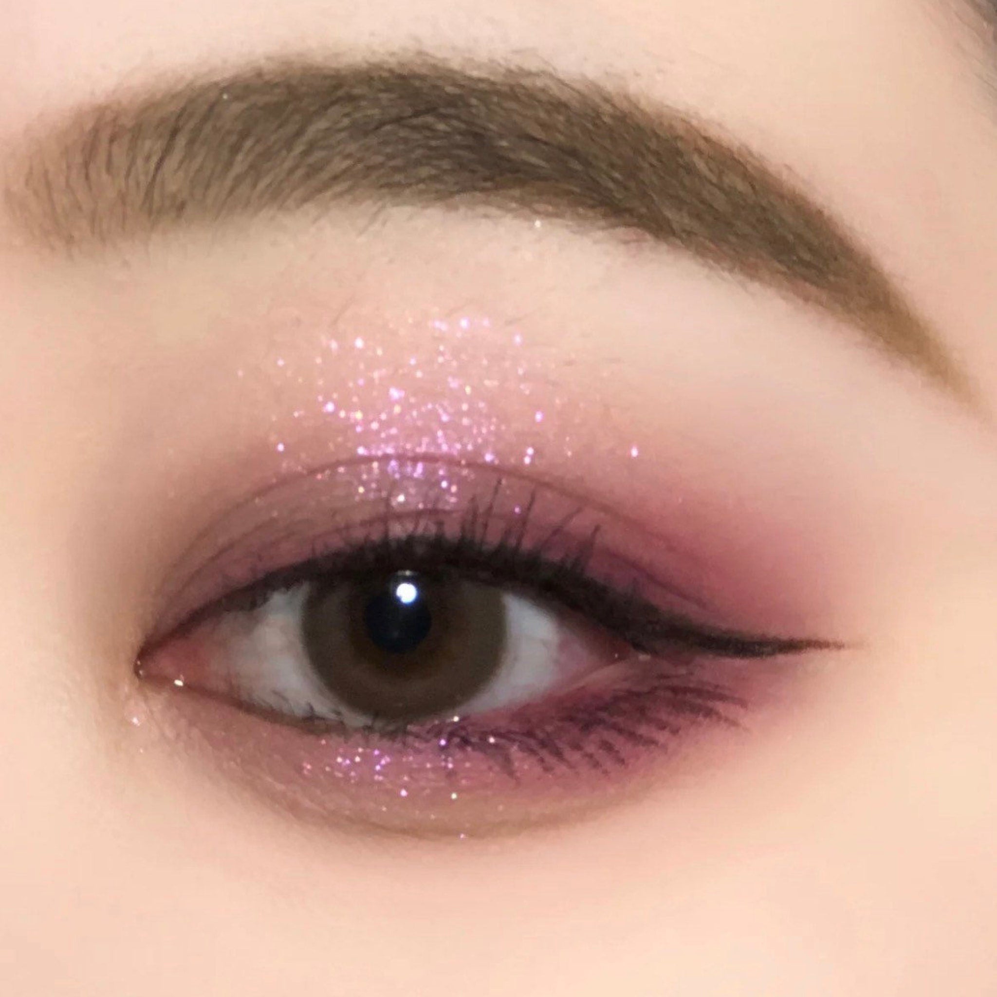 Purple Kawaii Gothic eyeshadow palette with Saturn design, displayed open showing shimmer shades