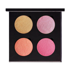 Side view of vegan eyeshadow compact showing smooth matte texture and square shape with clean branding