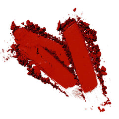 Vibrant red matte eye shadow palette with warm apple and deep rusty shades in compact case