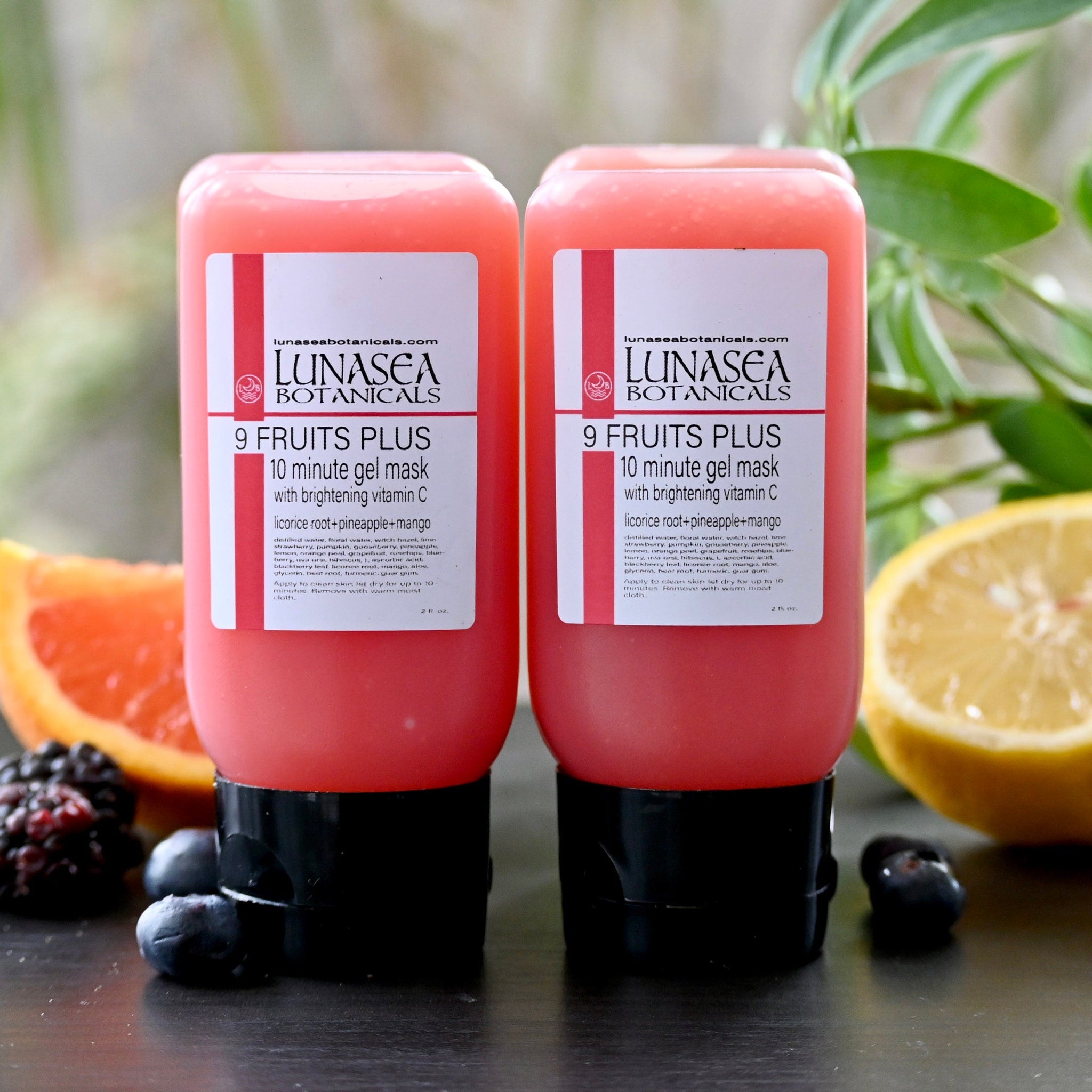 Detailed close-up of 9-fruit gel mask 10-minute peel for glowing skin