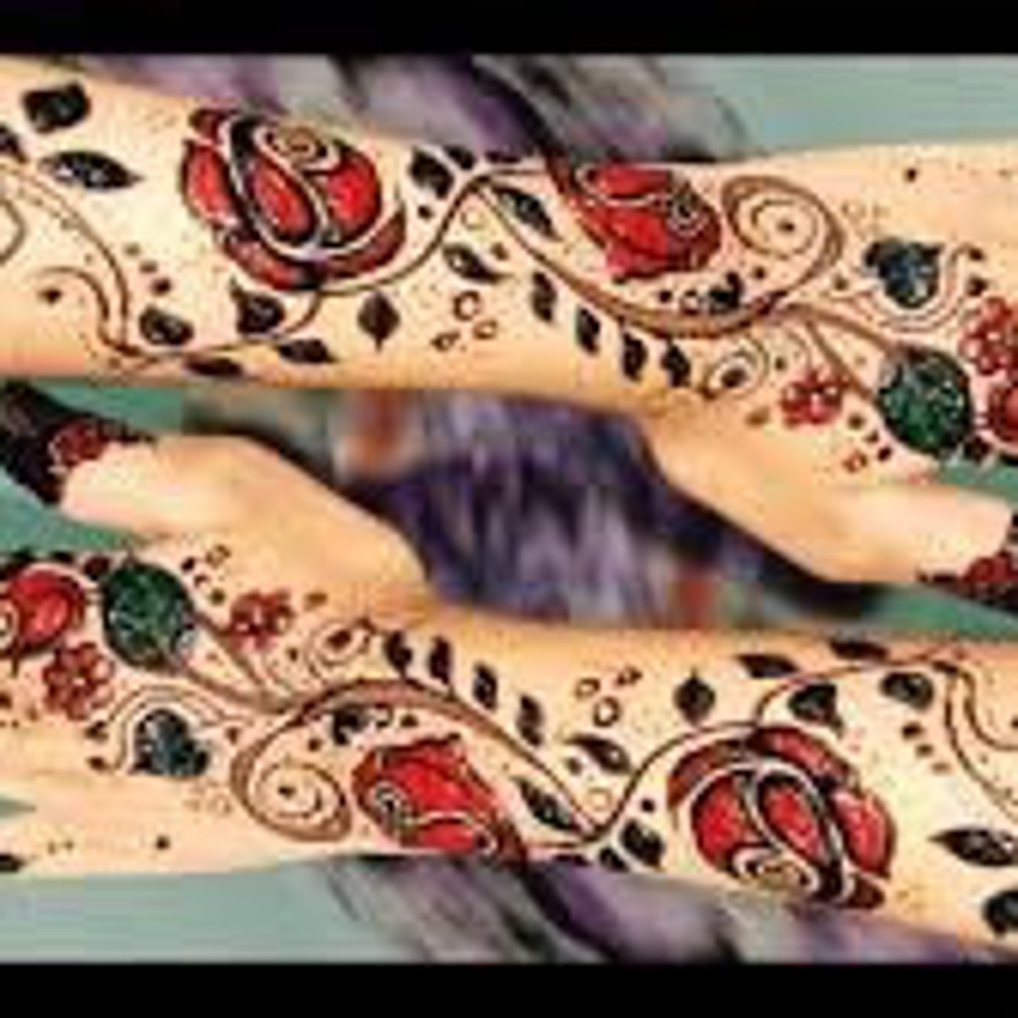 Additional view of 6 Vegan Henna Paste Cones Purple Red Magenta Orange Green Blue