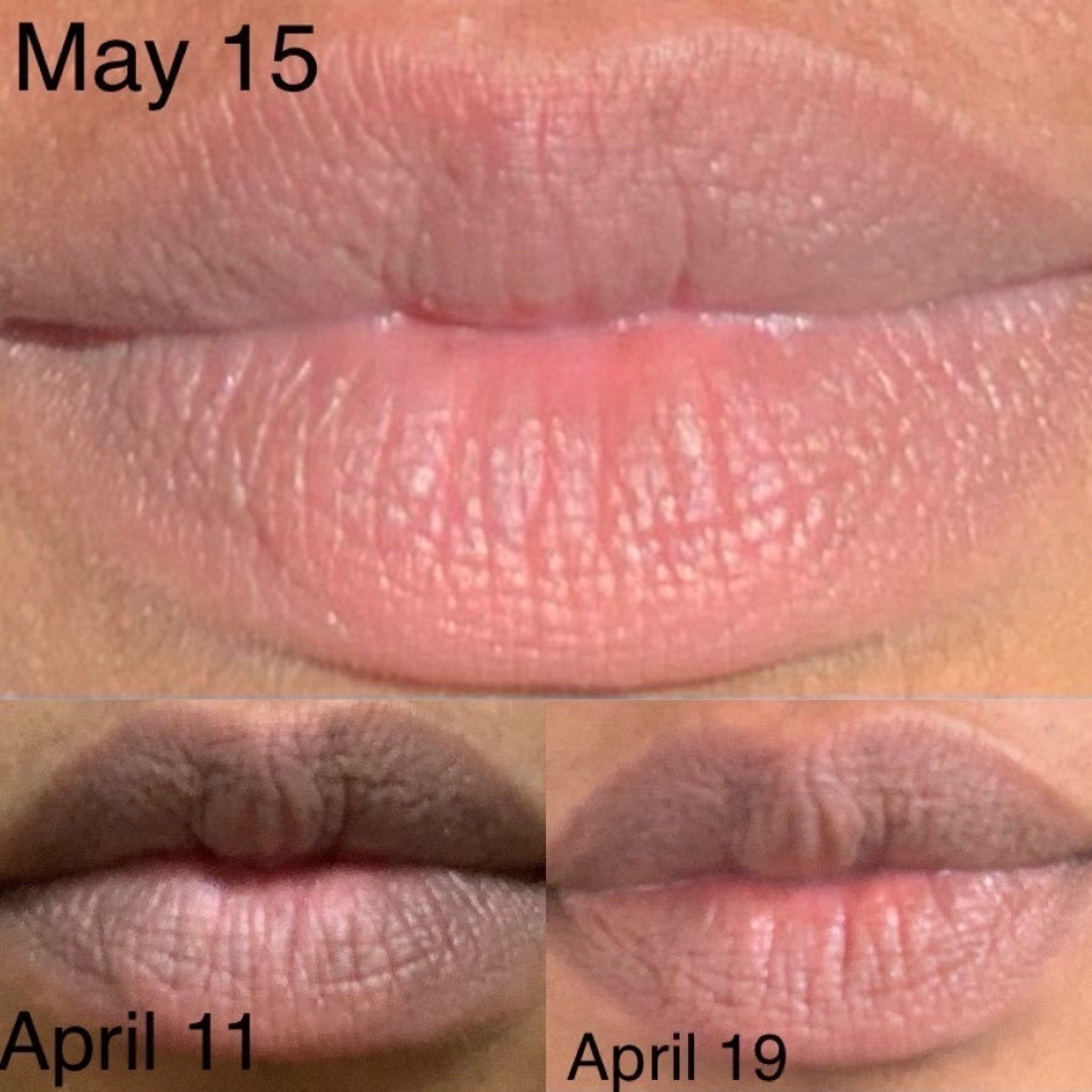 Close-up of luxe lip treatment tube showing metallic gold cap and creamy pink formula