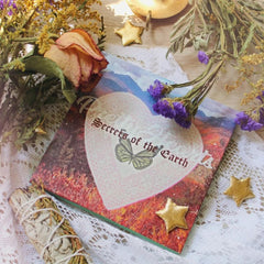 Secrets of the Earth palette featuring 12 matte and shimmer eyeshadows in earthy tones, displayed open with round pans