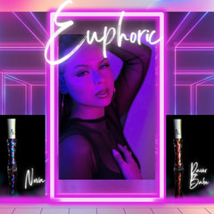 Lip gloss bottles with silver cap, iridescent glass, and "Nova" and "Daver Babe" text