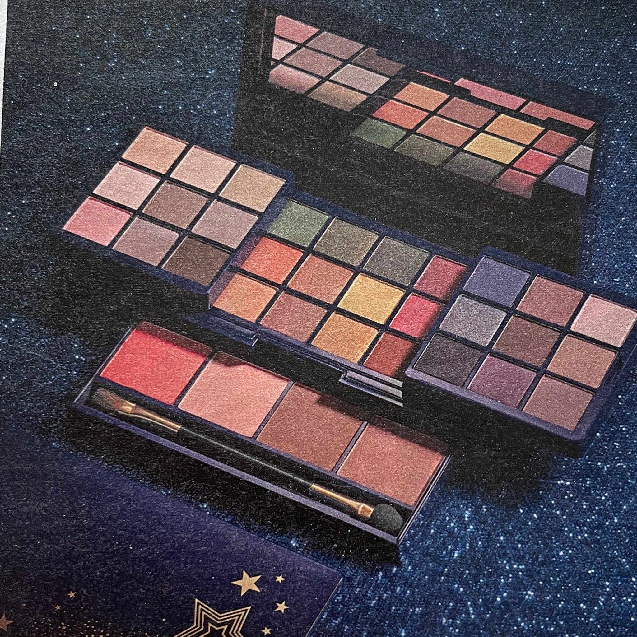 Avon Glimmer Glow Up Mega Eyeshadow Palette featuring 12 vibrant shades in matte and shimmer finishes, sleek black compact