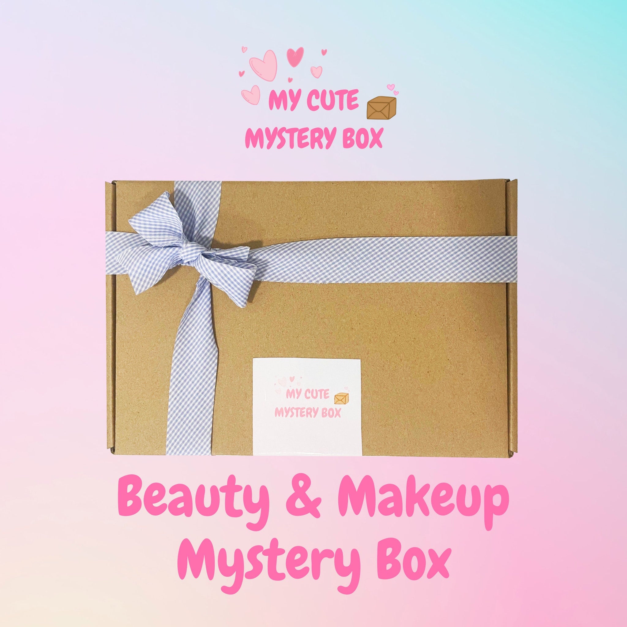 Detailed close-up of Valentines Birthday Summer Mystery Gift Box for Her - Makeup  Beauty Hamper