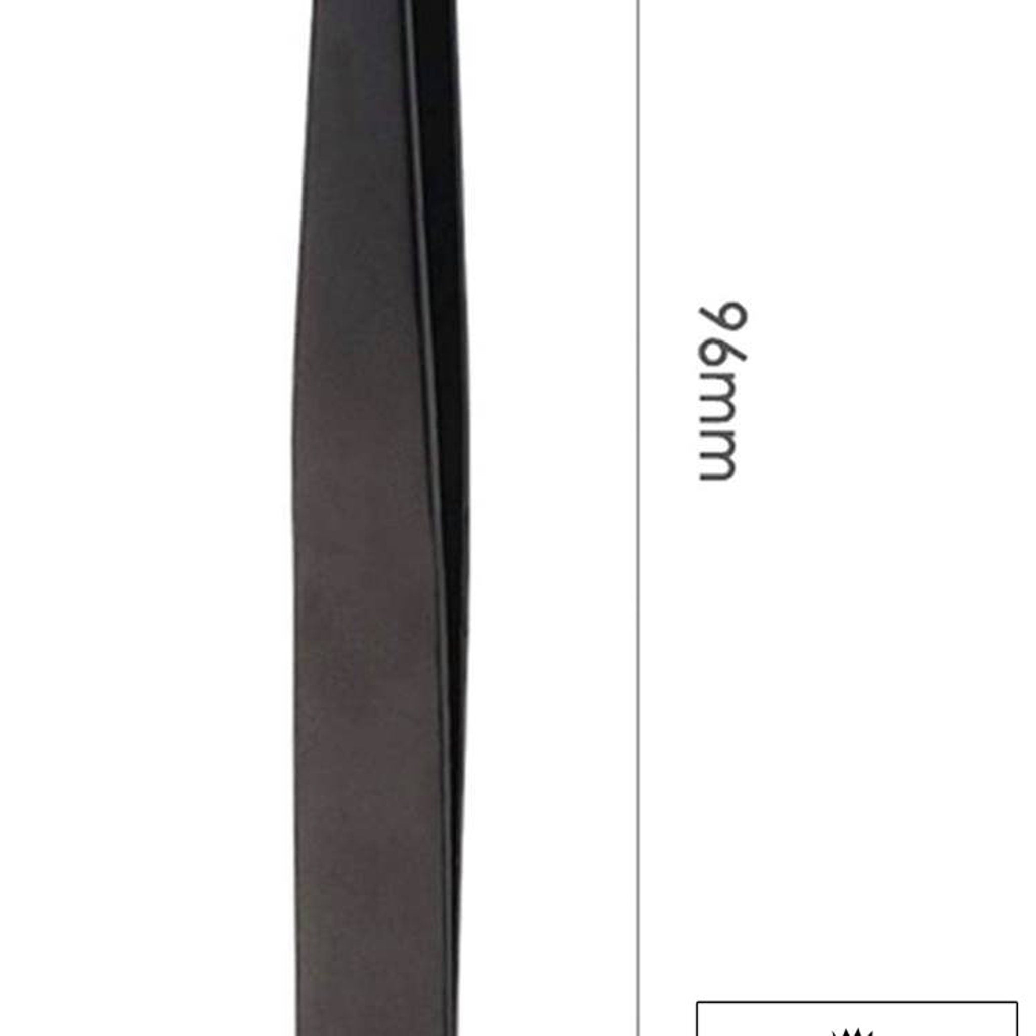 Tweezers black metal angled style with 96mm length measurement