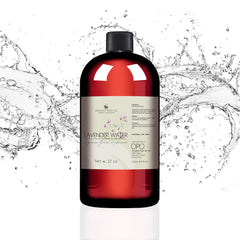Toner bottle with red liquid, black cap, and water splash, by OPO