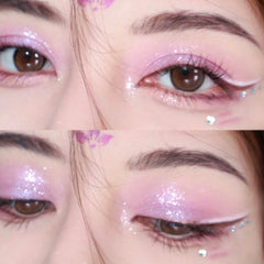 Side view of Kawaii Gothic purple eyeshadow palette showing gradient shades from lavender to deep plum