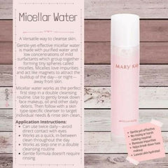 Micellar water bottle, pink and white, with Mary Kay branding, for cleansing skin