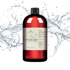 Toner spray bottle, red glass, black cap, with water splash and OPO brand