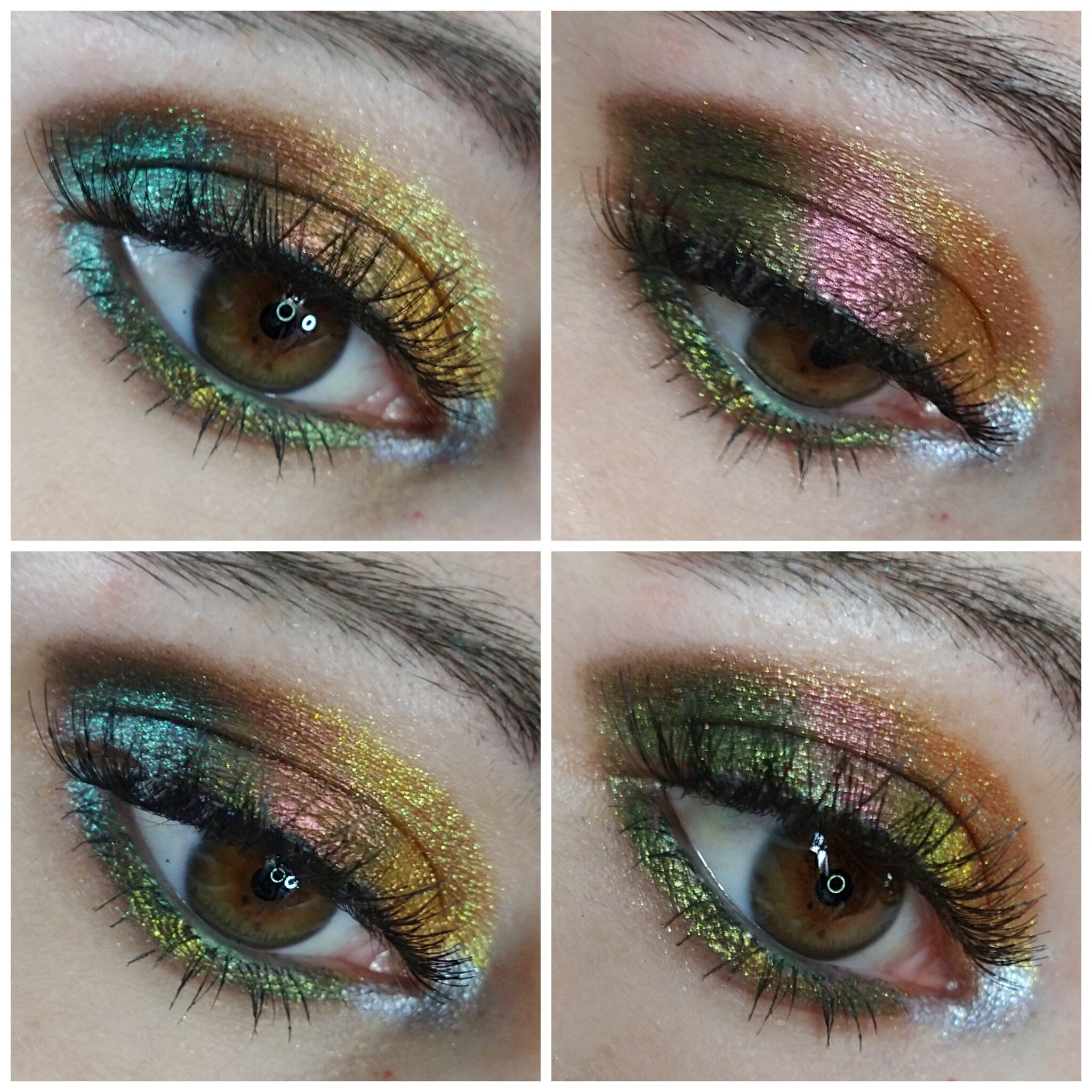 Side view of Pariah House x Ktingzbeauty Gone Grunge Eyeshadow palette showing matte and shimmer pan textures