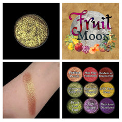 Eyeshadow Roxbury Russet, gold shimmer, swatch on skin, Fruit Moon brand