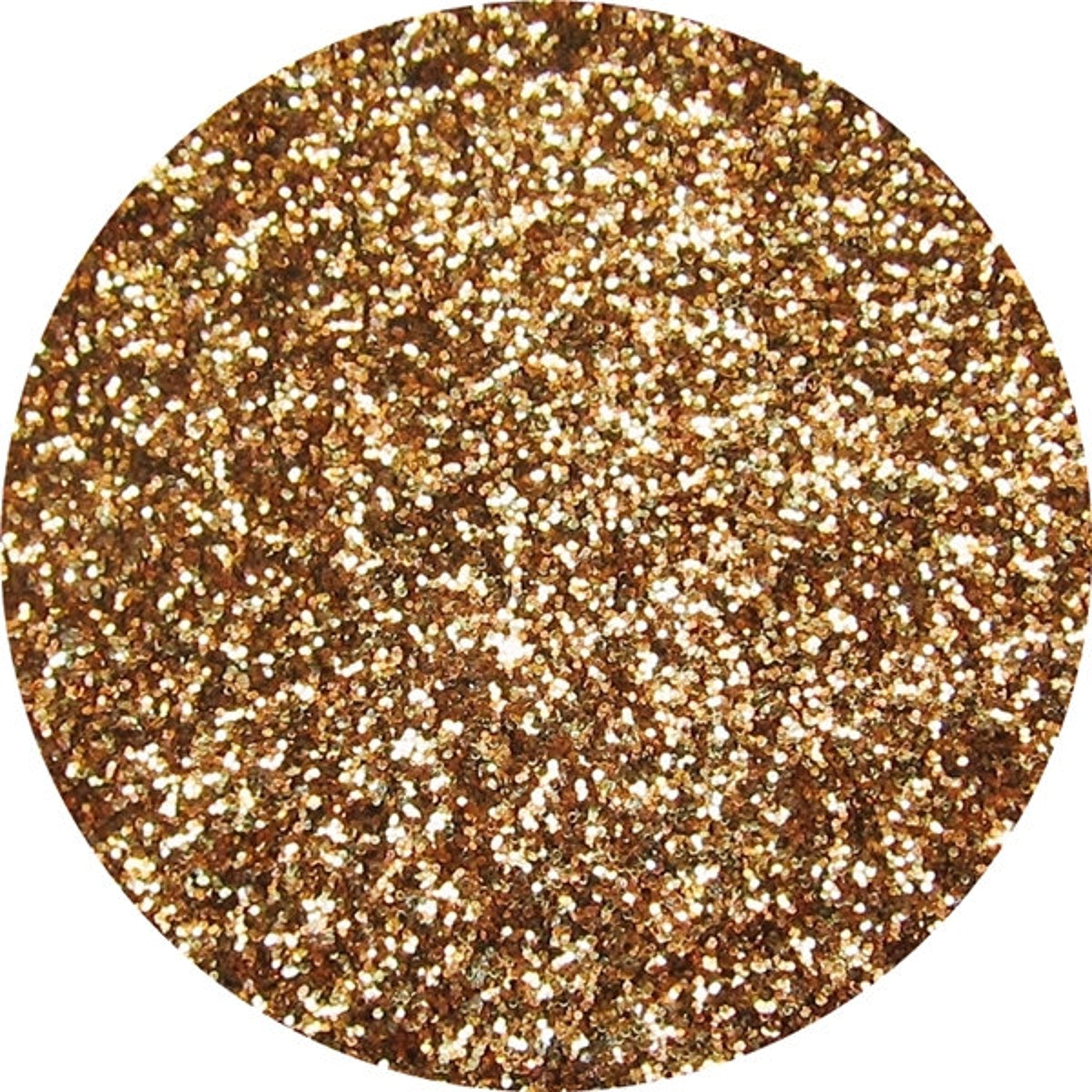 Close-up of Chromalight Pressed Glitter Eye Shadow in Dune, showcasing warm golden shimmer in compact palette.