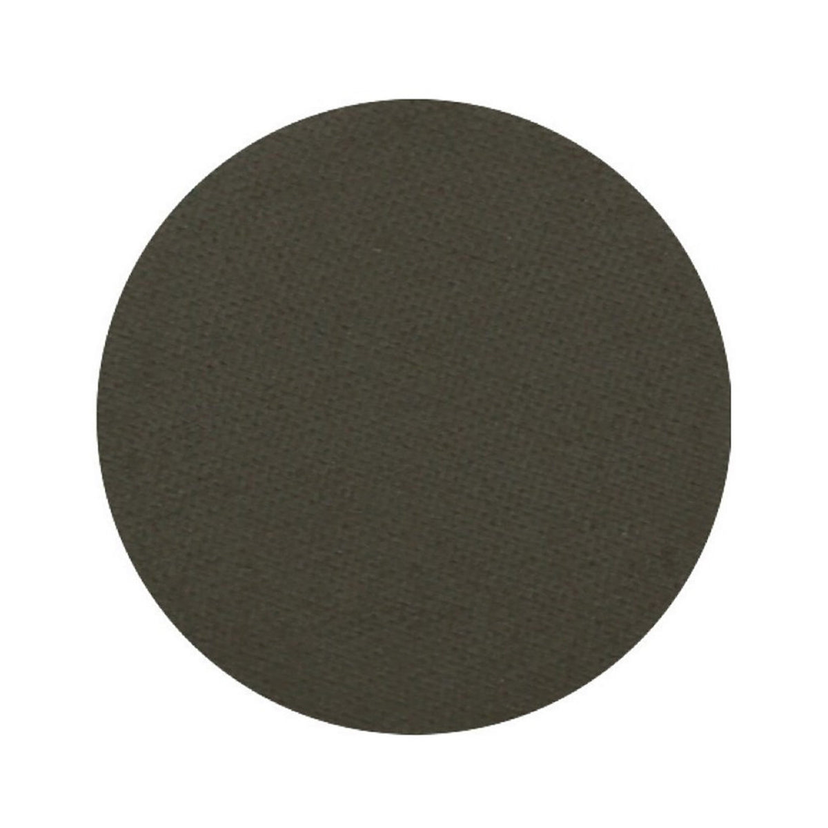 Single pressed matte moss green eyeshadow pan with smooth texture and rounded edges, cruelty-free