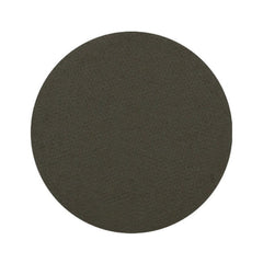 Single pressed matte moss green eyeshadow pan with smooth texture and rounded edges, cruelty-free