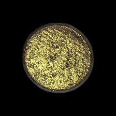 Glitter eyeshadow, gold glitter, metallic finish, round compact