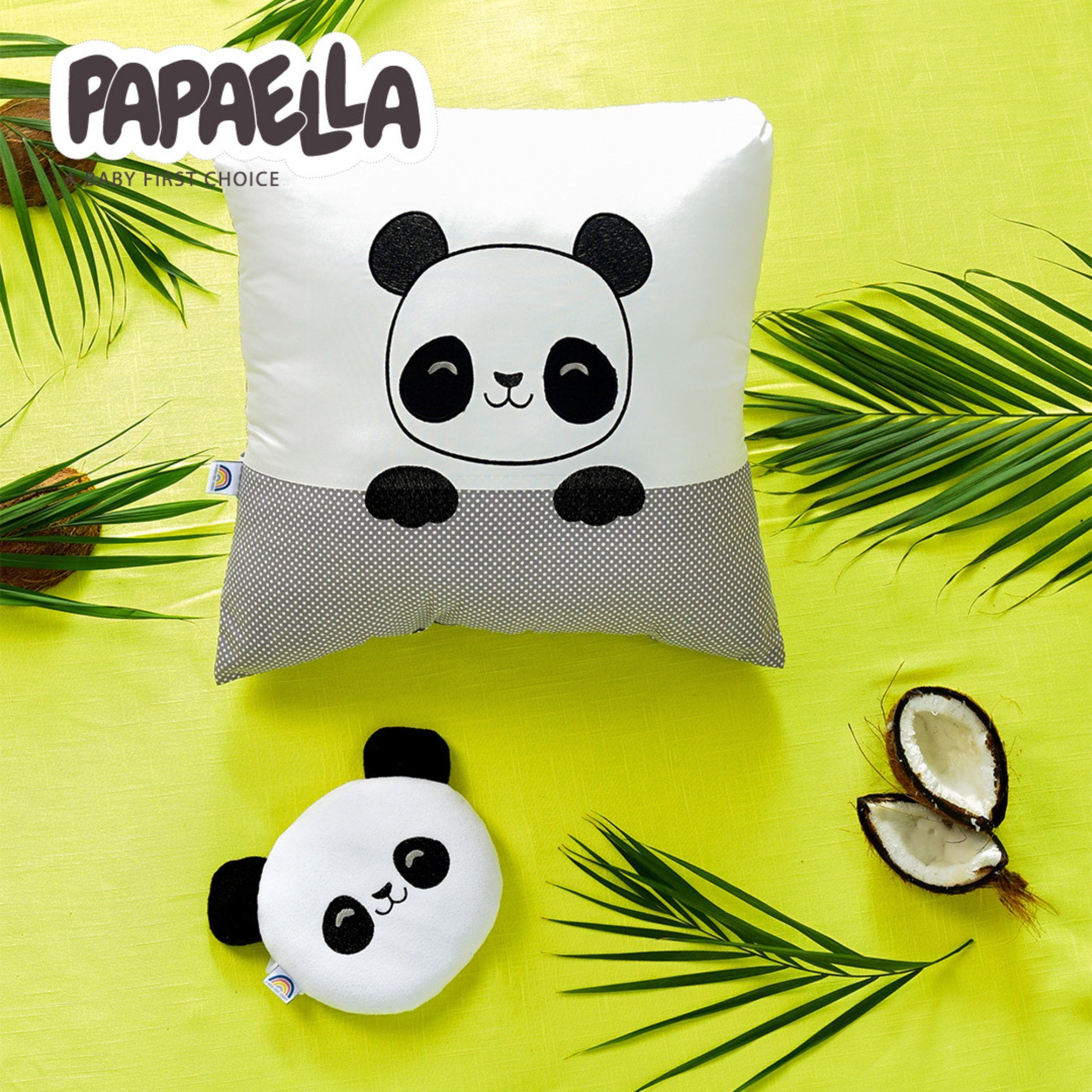 Panda pillow white and gray with polka dot pattern, Papalla brand