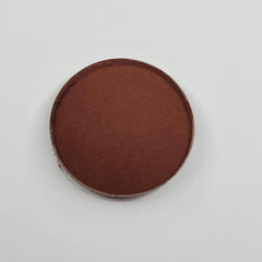 Matte eyeshadow dark red compact, round with brown color and metallic rim