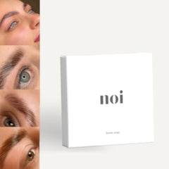 Brow soap product in white box with "noi" text and brow soap label