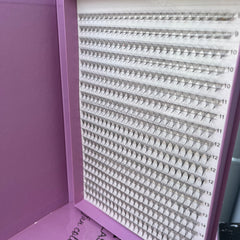 False eyelashes, black fan style, arranged in rows, in a purple box, Taiwan Lashes brand