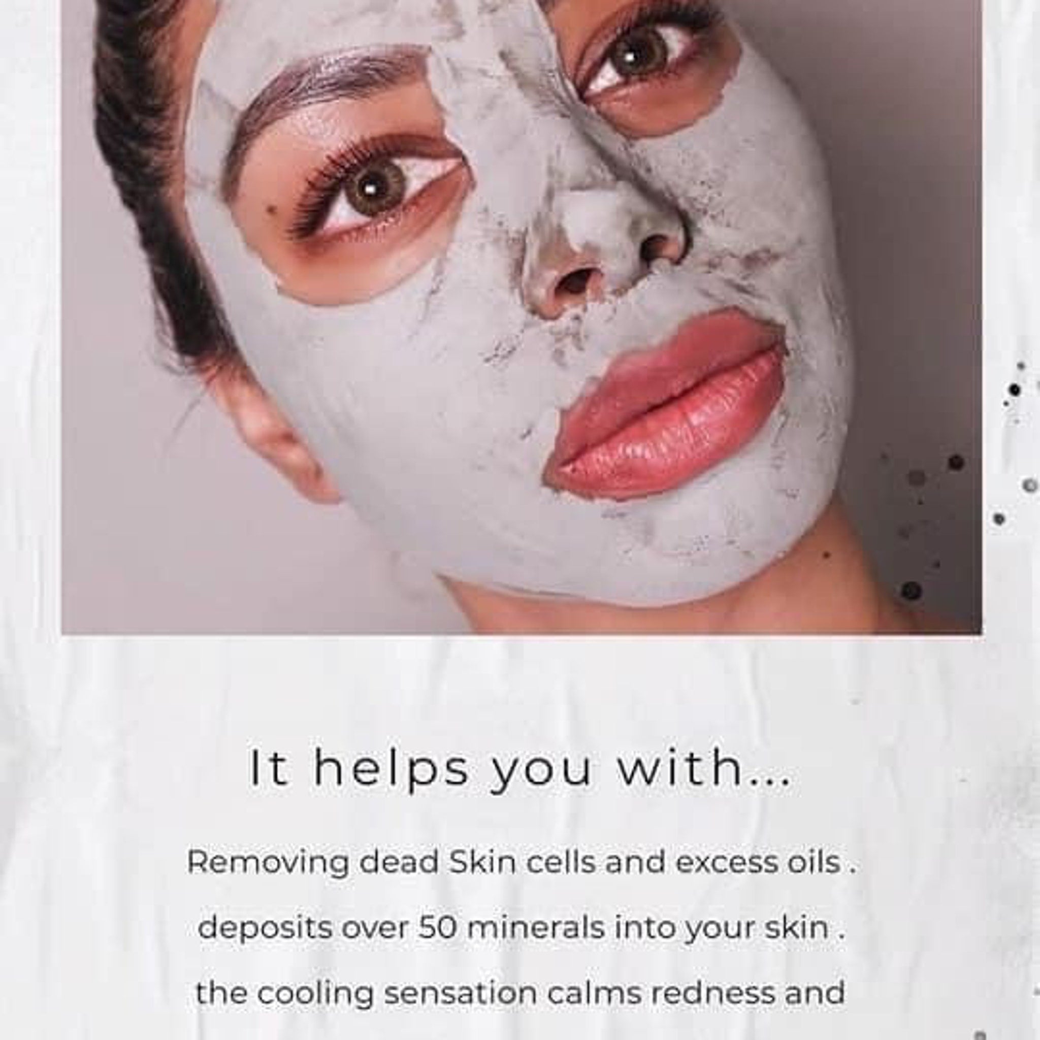 Face mask application with grey mask, visible eyes, and pink lips