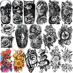Main product view of Kids Waterproof Temporary Tattoos - 77 Sheets 17 Half Arm  60 Tiny Safe for Skin