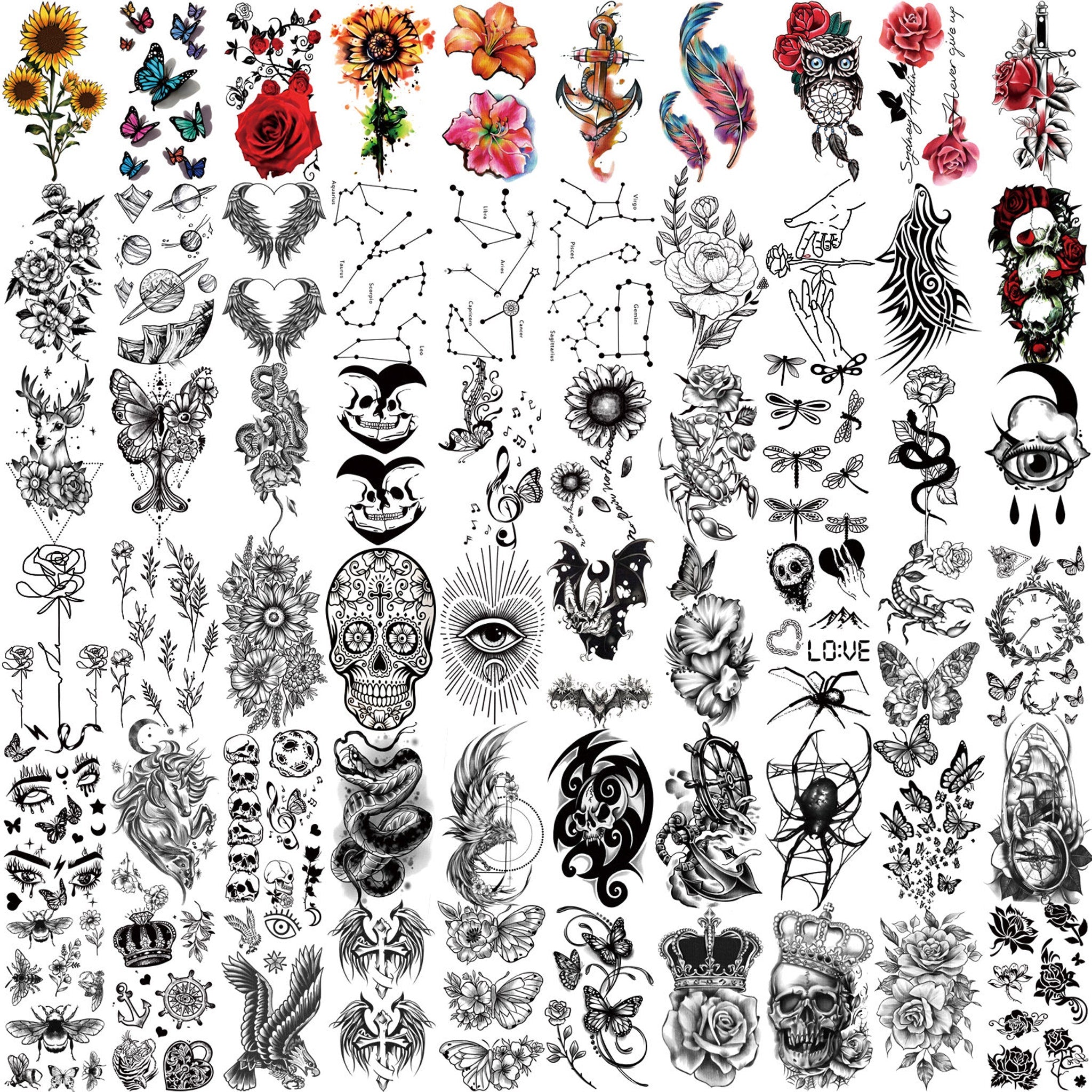 Detailed close-up of Kids Waterproof Temporary Tattoos - 77 Sheets 17 Half Arm  60 Tiny Safe for Skin