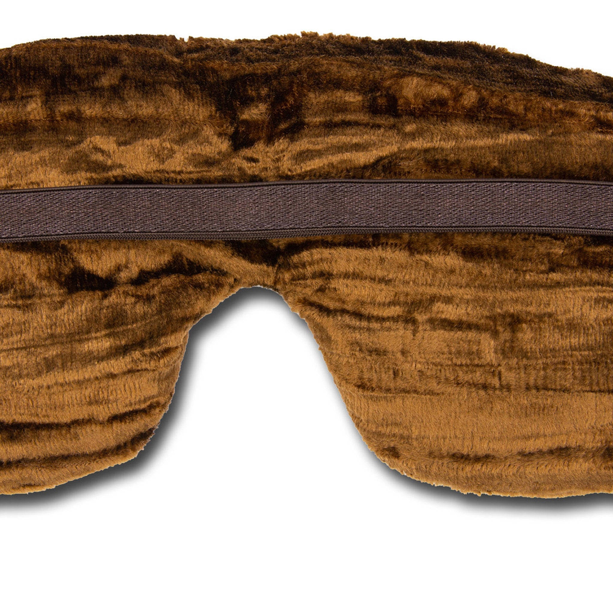 Sleep mask, brown plush material with elastic band, for eye coverage