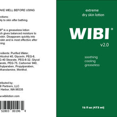 Detailed close-up of Wibi Extreme Dry Skin Lotion - 16oz Three Pack