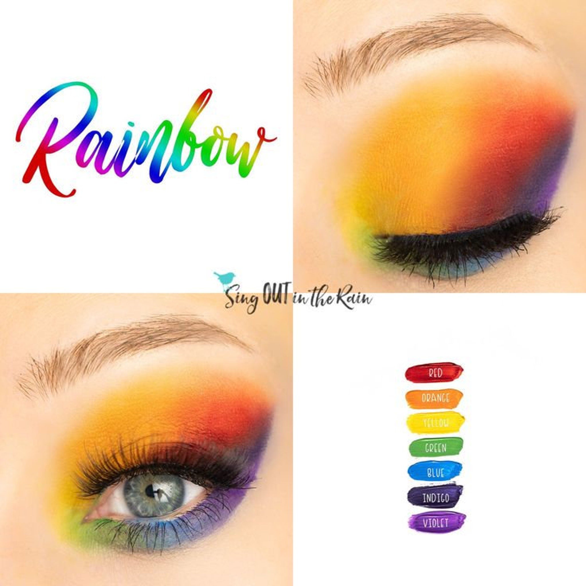 Yellow cream-to-powder eyeshadow pot with gold lid on marble surface, showcasing anti-aging product presentation.