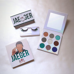 Founding Titan Eyeshadow Bundle featuring six vibrant pressed powder shades in sleek black packaging