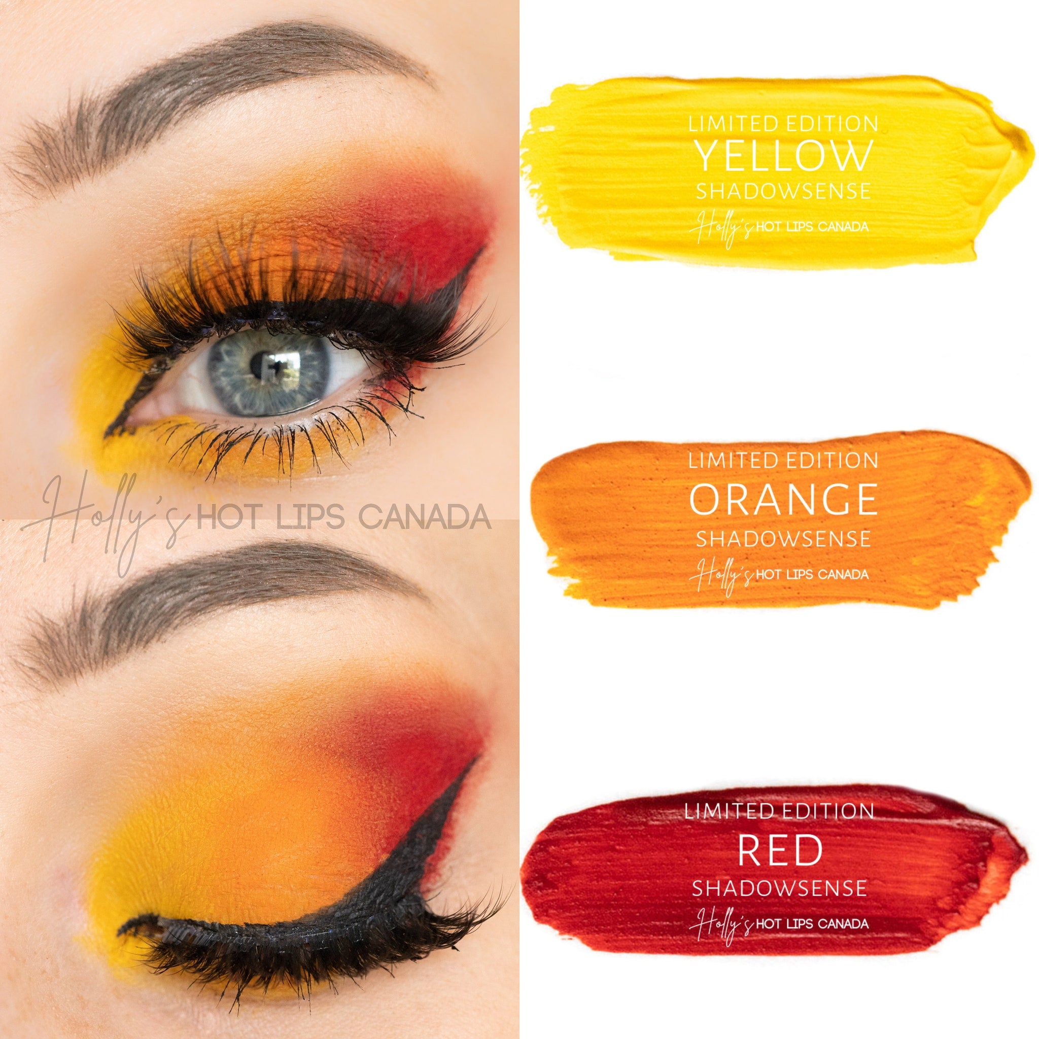 Close-up of vibrant yellow cream-to-powder eyeshadow swatch showing smooth, blendable texture